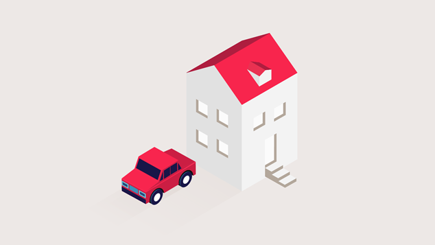 Grafik af hus og bil 